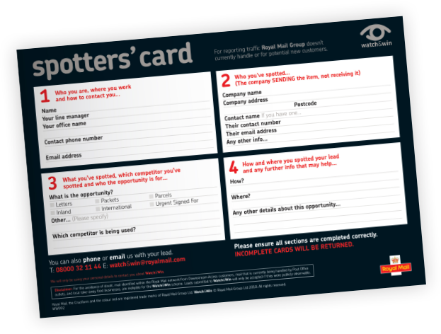 Spotters card